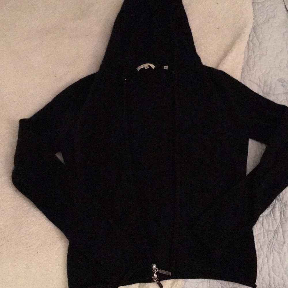 Cashmere zip up sweater with hood